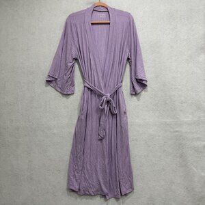 Body Love Basics Robe Womens Small Medium Purple Lightweight Belted Lounge Cozy